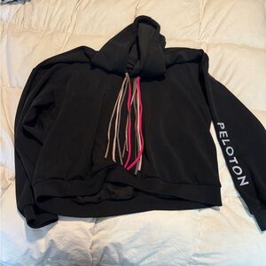 Lanston Sport Black Hoodie with Pink and Tan Accents